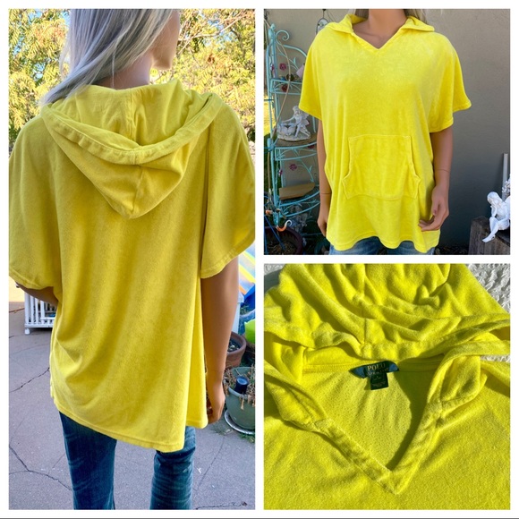 12/14 Ralph Lauren POLO Terry Short Sleeve Sweatshirt Hoodie 🦘Pocket - Picture 16 of 16